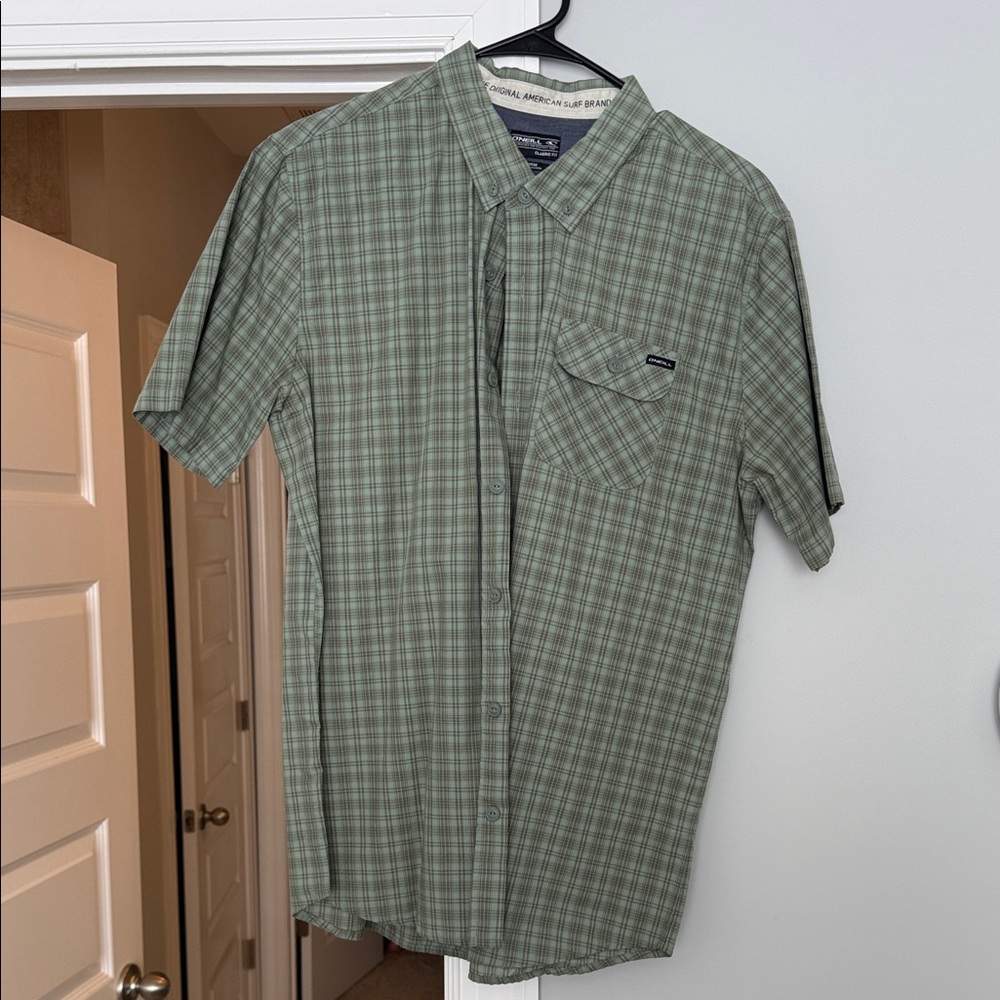 O'Neill Olive Plaid Casual Button Down Shirt
